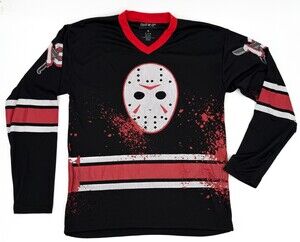 Friday the 13th Shirt Mens Medium Black Jason Voorhees Hockey Pullover Jersey